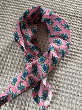100% cotton pink and blue floral block print bandana